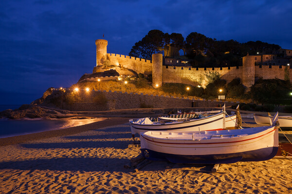 Town of Tossa de Mar by Night in Spain Picture Board by Artur Bogacki