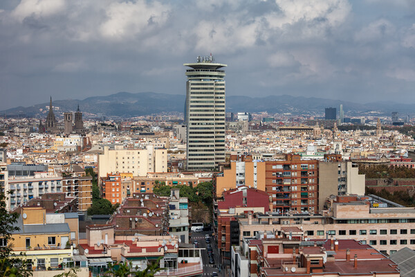 City of Barcelona Cityscape Picture Board by Artur Bogacki