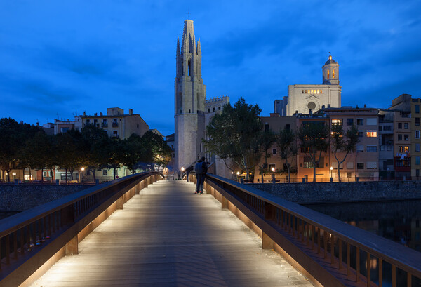 City of Girona by Night in Spain Picture Board by Artur Bogacki
