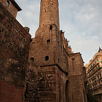 Buy canvas prints of Chapel of St. Agatha Gothic Tower in Barcelona by Artur Bogacki