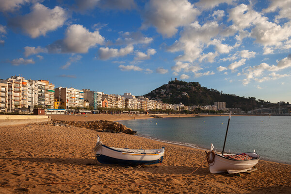 Blanes Beach Sea And Town Skyline Picture Board by Artur Bogacki