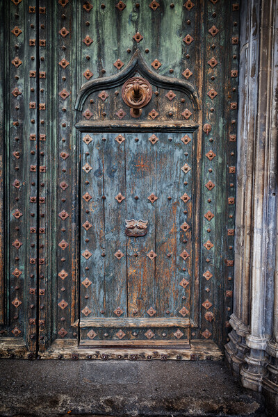 Old Door to Girona Cathedral Picture Board by Artur Bogacki