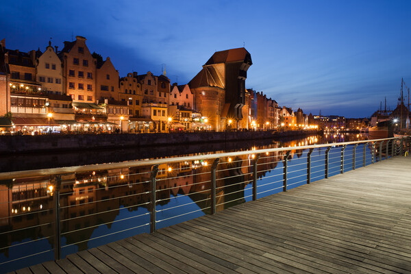 City of Gdansk at Night in Poland Picture Board by Artur Bogacki
