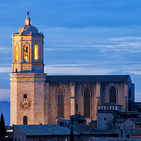 Buy canvas prints of Girona Cathedral at Dusk in Spain by Artur Bogacki