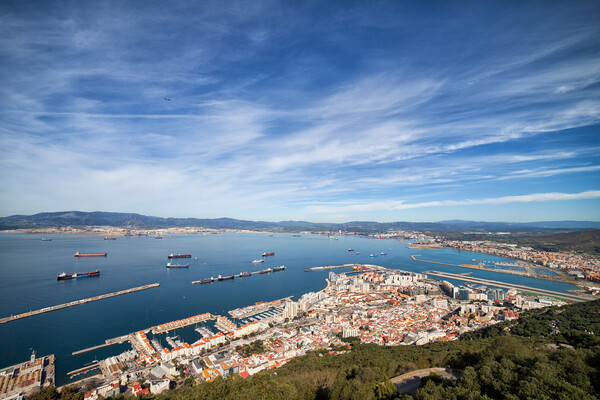 City Of Gibraltar Aerial View Picture Board by Artur Bogacki