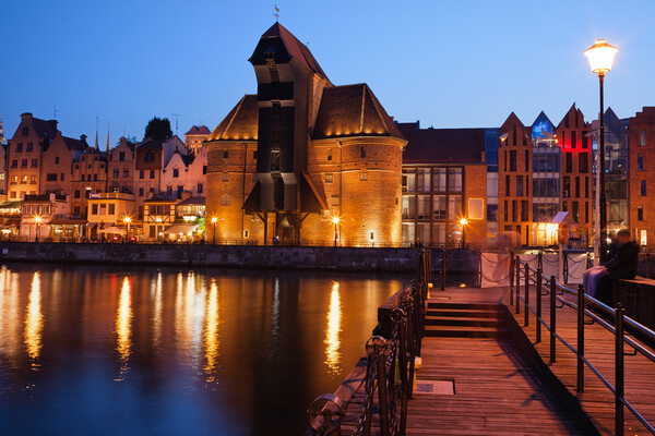 City of Gdansk by Night in Poland Picture Board by Artur Bogacki