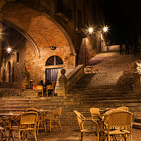 Buy canvas prints of Sant Domenec Stairs in Girona at Night by Artur Bogacki