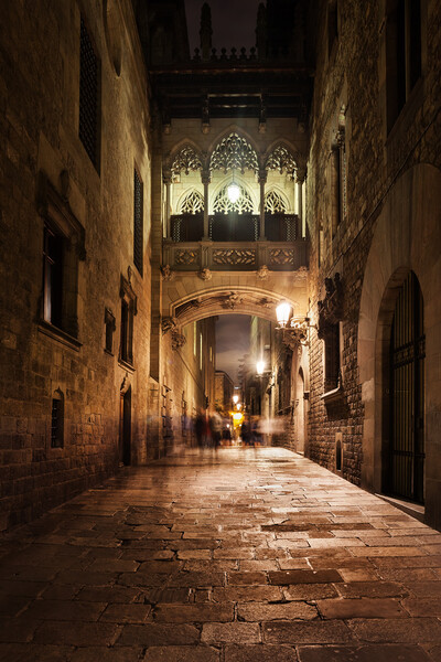 Gothic Quarter in Barcelona at Night Picture Board by Artur Bogacki