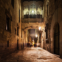 Buy canvas prints of Gothic Quarter in Barcelona at Night by Artur Bogacki