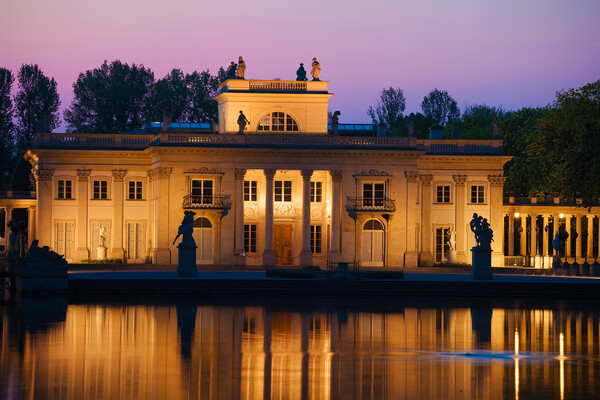 Palace on the Isle at Twilight in Warsaw Picture Board by Artur Bogacki