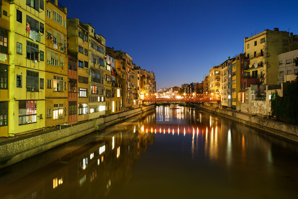 Waterside Houses in City of Girona at Night Picture Board by Artur Bogacki