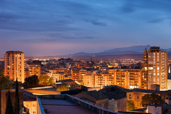 Girona City Twilight Cityscape In Spain Picture Board by Artur Bogacki
