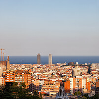 Buy canvas prints of Barcelona Cityscape At Sunset by Artur Bogacki