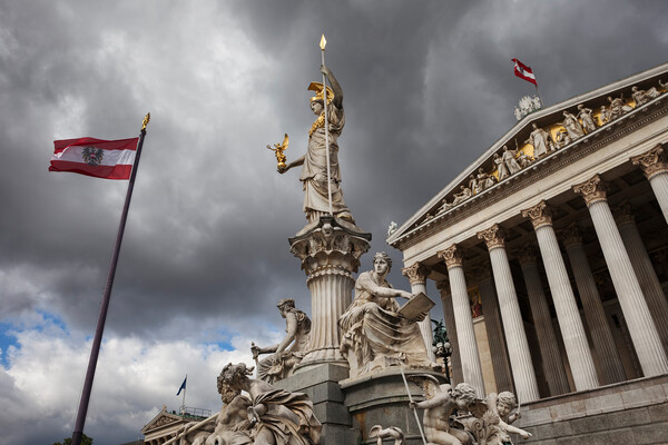 Goddess Athena and Austrian Parliament in Vienna Picture Board by Artur Bogacki