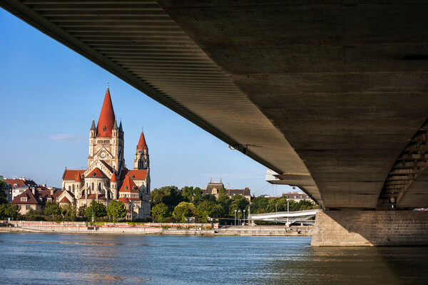 St Francis Church In Vienna From Under The Bridge Picture Board by Artur Bogacki