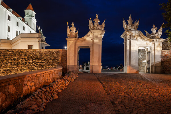 Gate to Bratislava Castle at Night in Slovakia Picture Board by Artur Bogacki