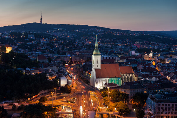 Bratislava Evening Cityscape Picture Board by Artur Bogacki