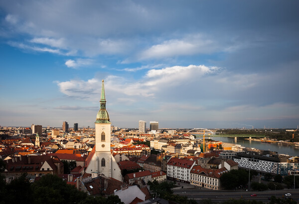Bratislava City at Sunset in Slovakia Picture Board by Artur Bogacki