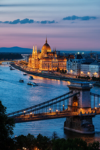 Budapest City at Dusk Picture Board by Artur Bogacki