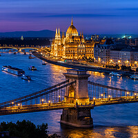 Buy canvas prints of Blue Hour in City of Budapest by Artur Bogacki