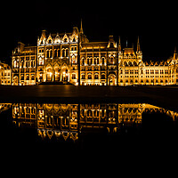 Buy canvas prints of Hungarian Parliament at Night in Budapest by Artur Bogacki