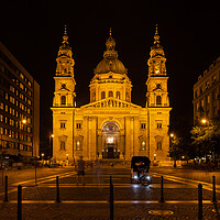 Buy canvas prints of St. Stephen's Basilica at Night in Budapest by Artur Bogacki