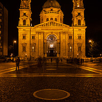Buy canvas prints of St. Stephen Basilica at Night in Budapest by Artur Bogacki