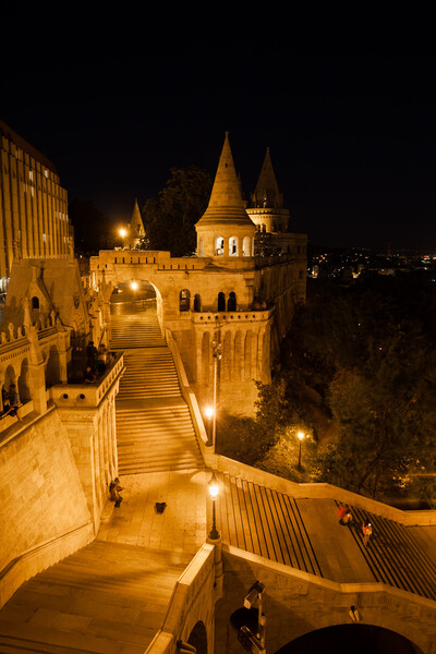 Stairs to Fisherman Bastion at Night in Budapest Picture Board by Artur Bogacki