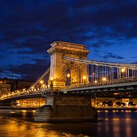 Buy canvas prints of Chain Bridge at Night in Budapest by Artur Bogacki
