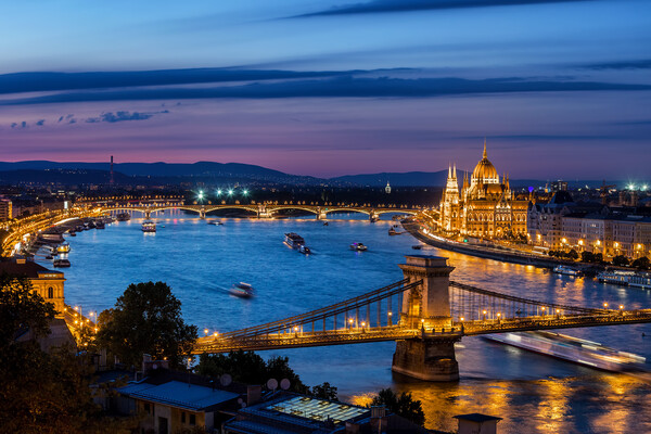 Blue Hour in City of Budapest Picture Board by Artur Bogacki