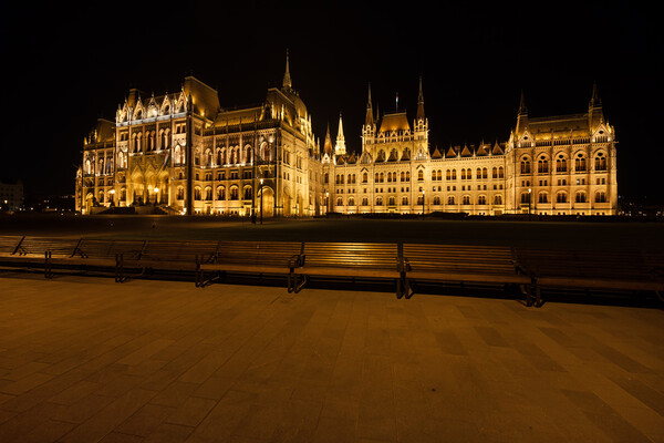 Hungarian Parliament at Night in Budapest Picture Board by Artur Bogacki