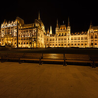 Buy canvas prints of Hungarian Parliament at Night in Budapest by Artur Bogacki