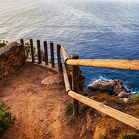 Buy canvas prints of Cliff Top Tiny Viewpoint Terrace Overlooking The Sea by Artur Bogacki