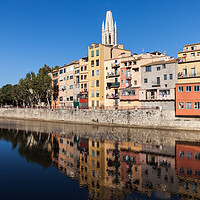 Buy canvas prints of City Of Girona Old Town Houses At Onyar River by Artur Bogacki