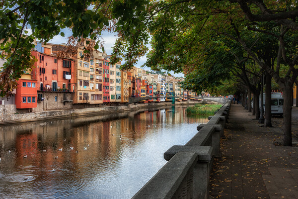 Girona Old Town At Onyar River Picture Board by Artur Bogacki