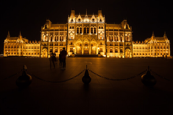 Hungarian Parliament Building Illuminated at Night in Budapest Picture Board by Artur Bogacki