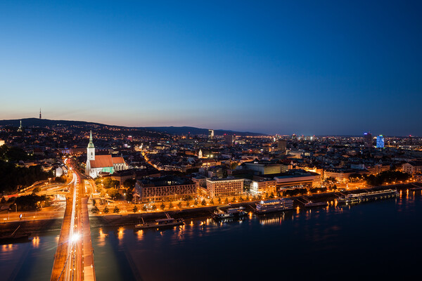 City of Bratislava at Twilight in Slovakia Picture Board by Artur Bogacki