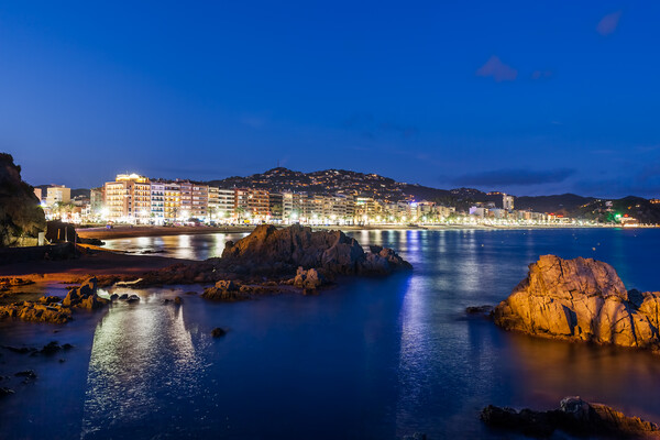 Seascape With Skyline Of Lloret de Mar Town Picture Board by Artur Bogacki