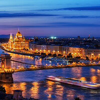 Buy canvas prints of Budapest City in Hungary at Evening Twilight by Artur Bogacki