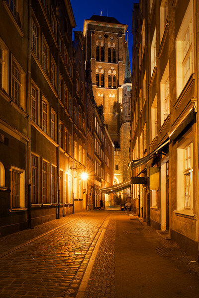 Old Town of Gdansk by Night in Poland Picture Board by Artur Bogacki