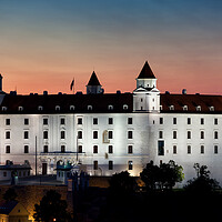 Buy canvas prints of Bratislava Castle Illuminated at Dusk in Slovakia by Artur Bogacki