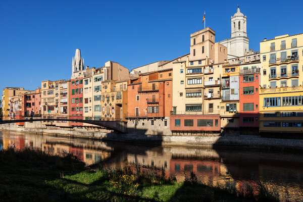 Old Town of Girona Waterfront Houses Picture Board by Artur Bogacki