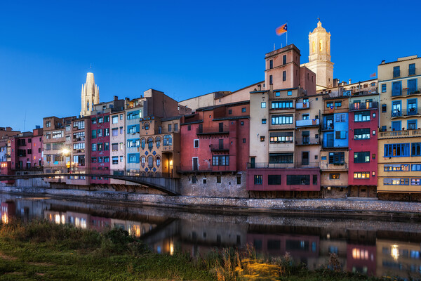 Girona City Riverside Houses At Dusk Picture Board by Artur Bogacki