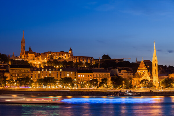 Budapest City From Danube River At Night Picture Board by Artur Bogacki