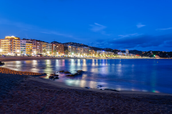 Lloret de Mar Sea Town at Night Picture Board by Artur Bogacki