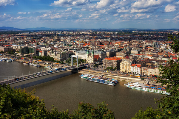 City Of Budapest From Above Picture Board by Artur Bogacki