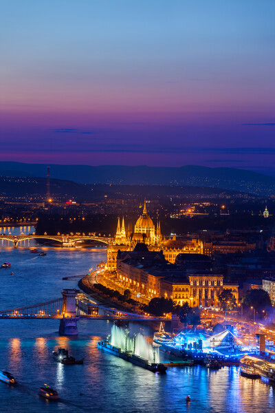City of Budapest at Blue Hour Twilight Picture Board by Artur Bogacki