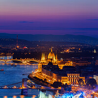 Buy canvas prints of City of Budapest at Blue Hour Twilight by Artur Bogacki