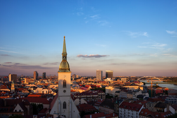 City Of Bratislava Sunset Cityscape Picture Board by Artur Bogacki
