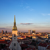 Buy canvas prints of City Of Bratislava Sunset Cityscape by Artur Bogacki
